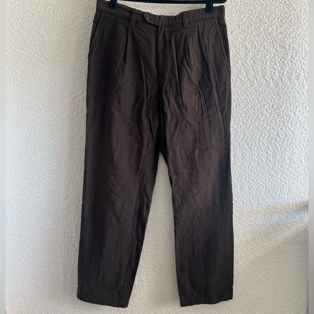 Hugo Boss Men’s Corduroy Cotton Brown Trousers Mitchel Pleated Pants Size 34R